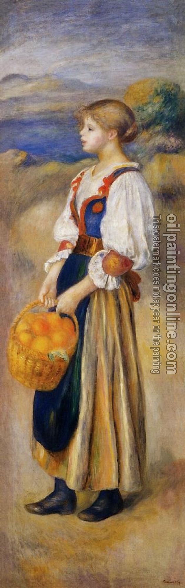 Renoir, Pierre Auguste - Girl with a Basket of Oranges